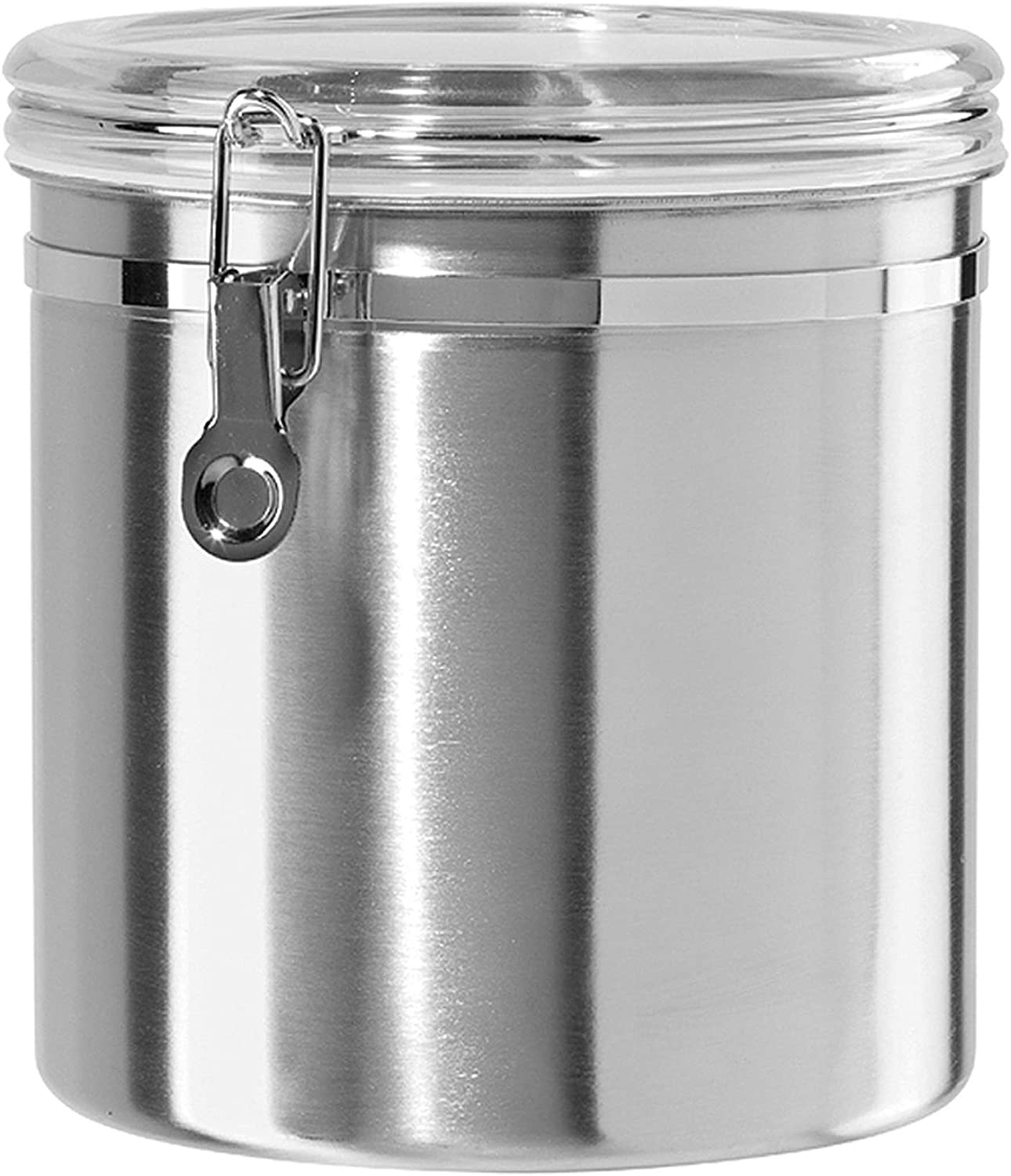 Oggi Clamp Jumbo Canister, Stainless Steel W/Clear Acrylic Lid 50OZ