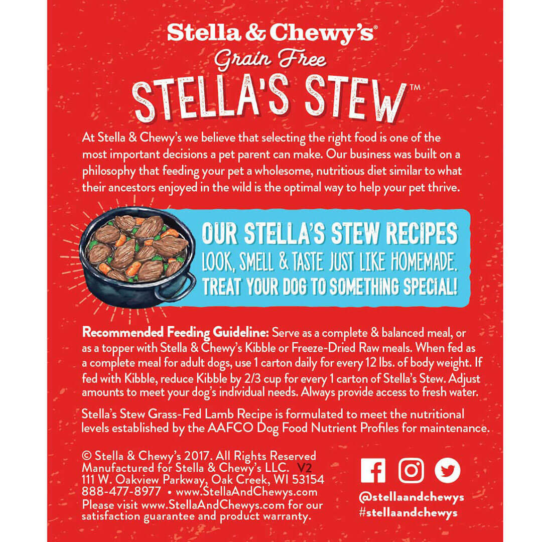 Stella & Chewy's Grain Free Stella's Stew Grass Fed Lamb Recipe Wet Dog