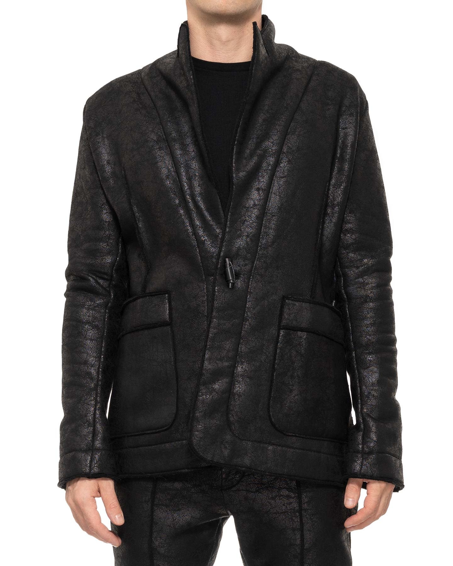 MEN'S TAILORED SWEATSHIRT BLAZER LEATHER EFFECT by DAVID'S ROAD
