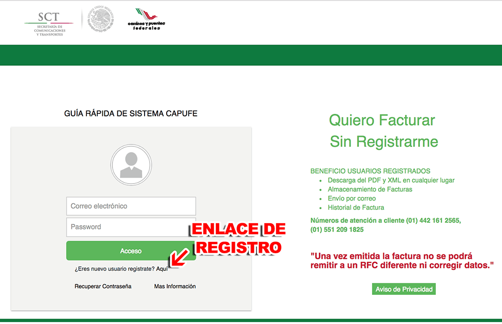 CAPUFE Facturación Electrónica Casetas