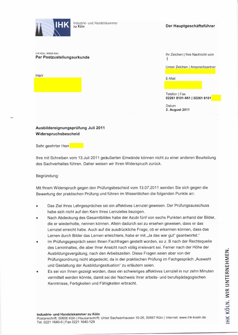 Probleme mit dem AdASchein z. B. bei der IHK KölnGummersbach