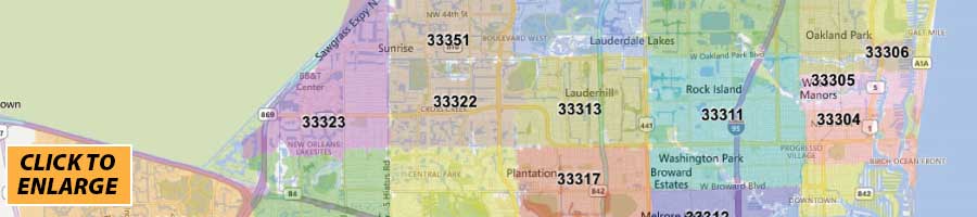 Broward County Zip Code Map Print Label and Mail