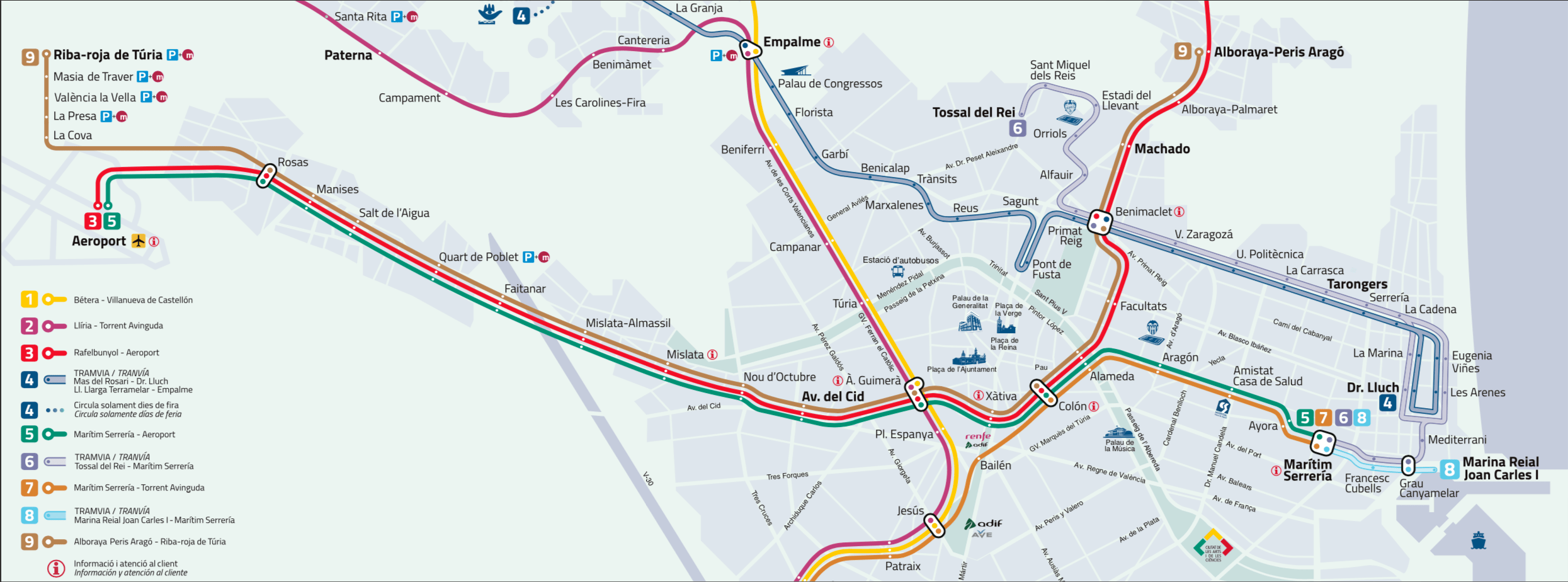 Valencia Openbaar Vervoer Kaart How to get from Valencia Airport to the city centre Wandering the World