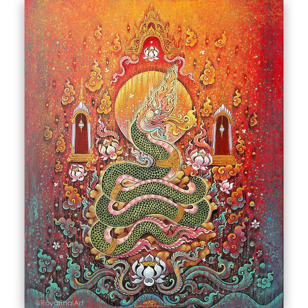 Naga Art Traditonal Thailand Paintings for Sale Online l Royal Thai Art