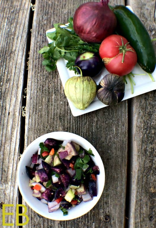 RAW PURPLE TOMATILLO SALSA a late summer harvest and education about