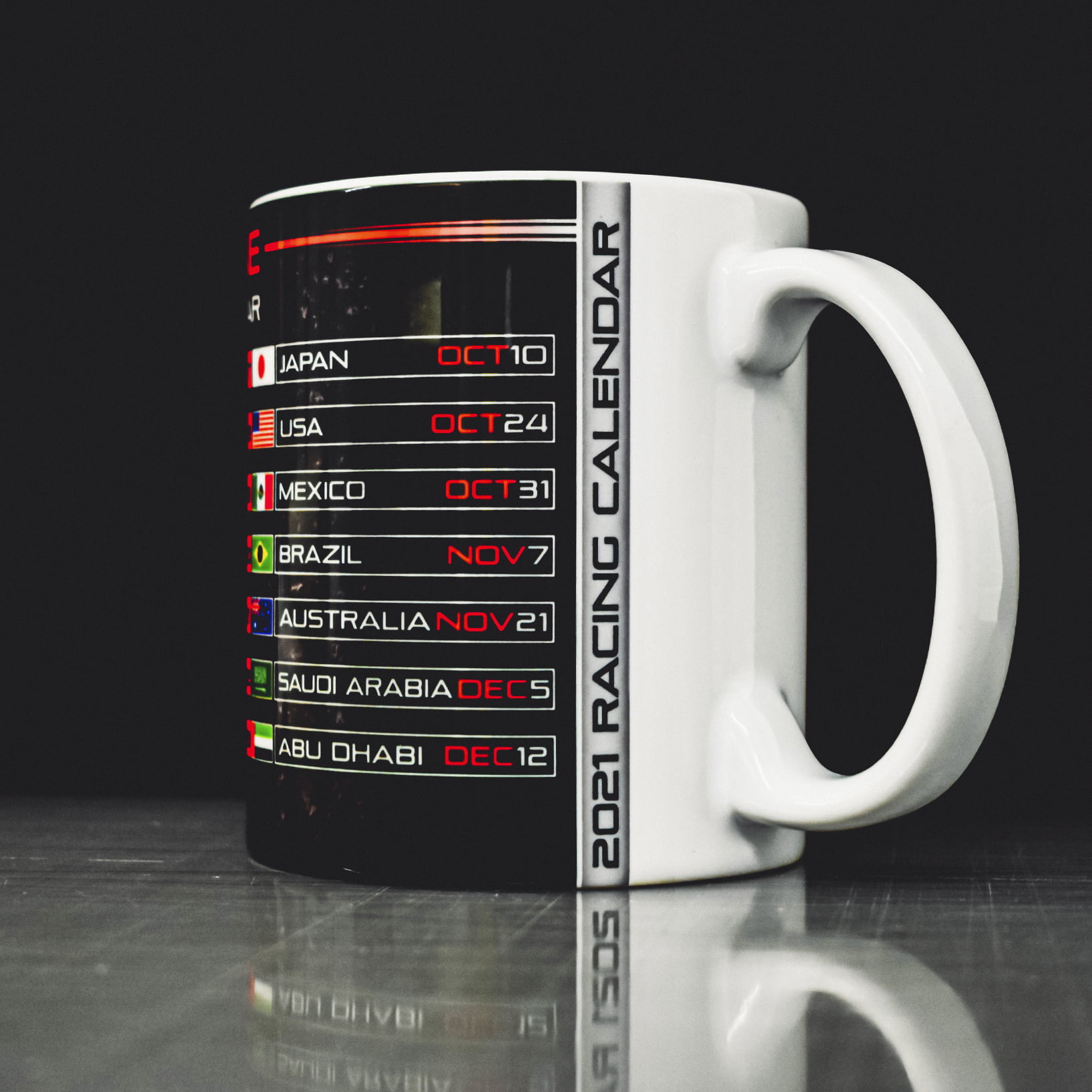 Formula One 2021 Season Racing Calendar Mug Carbon Fiber / F1