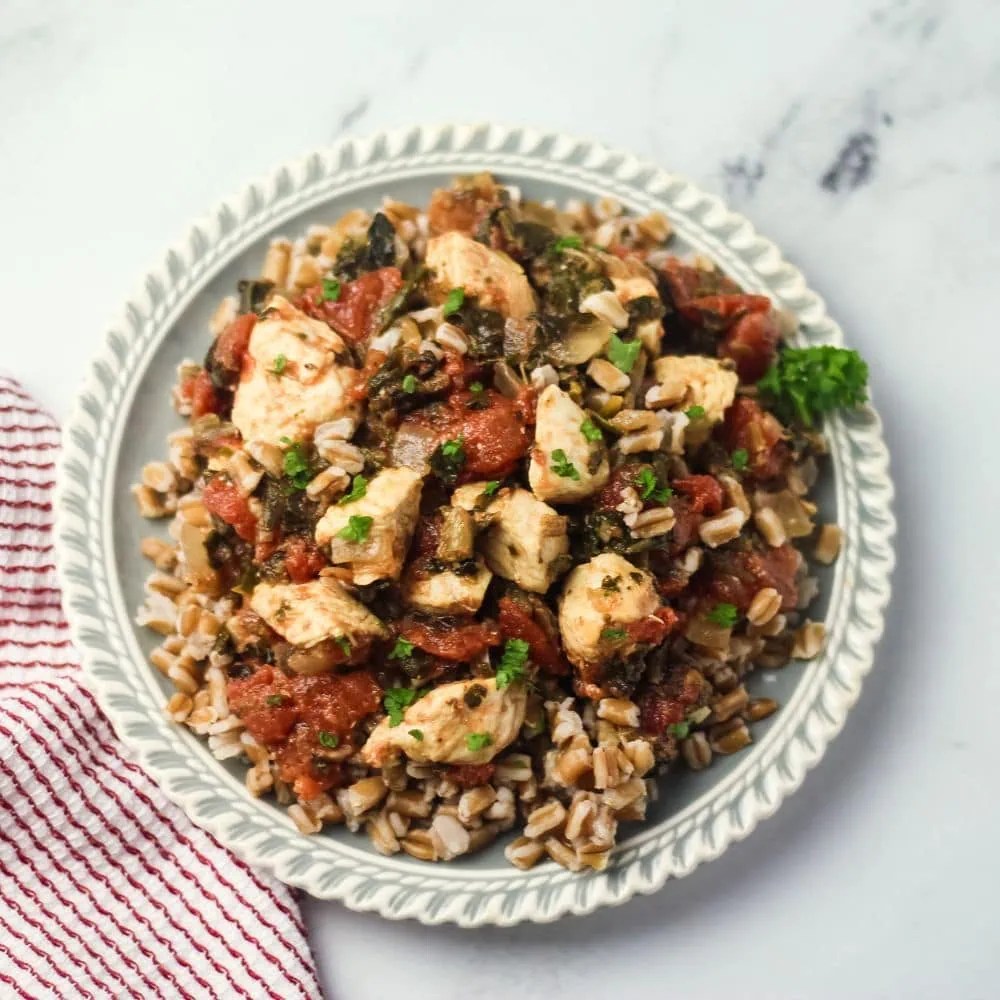 Easy Chicken Farro and Spinach Skillet Recipe Simple Italian Cooking