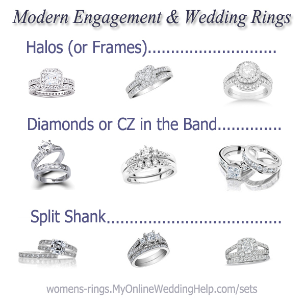 Modern Engagement And Wedding Rings My Online Wedding Help Wedding Planning Tips Tools