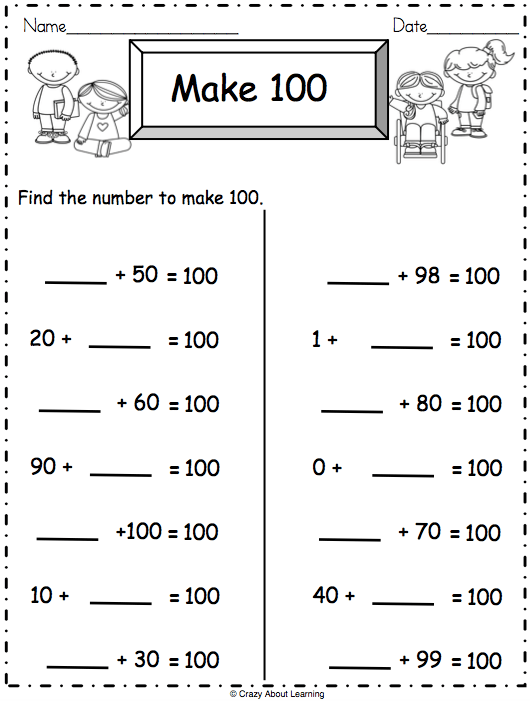 Addition Math Worksheet Make 100 Made By Teachers
