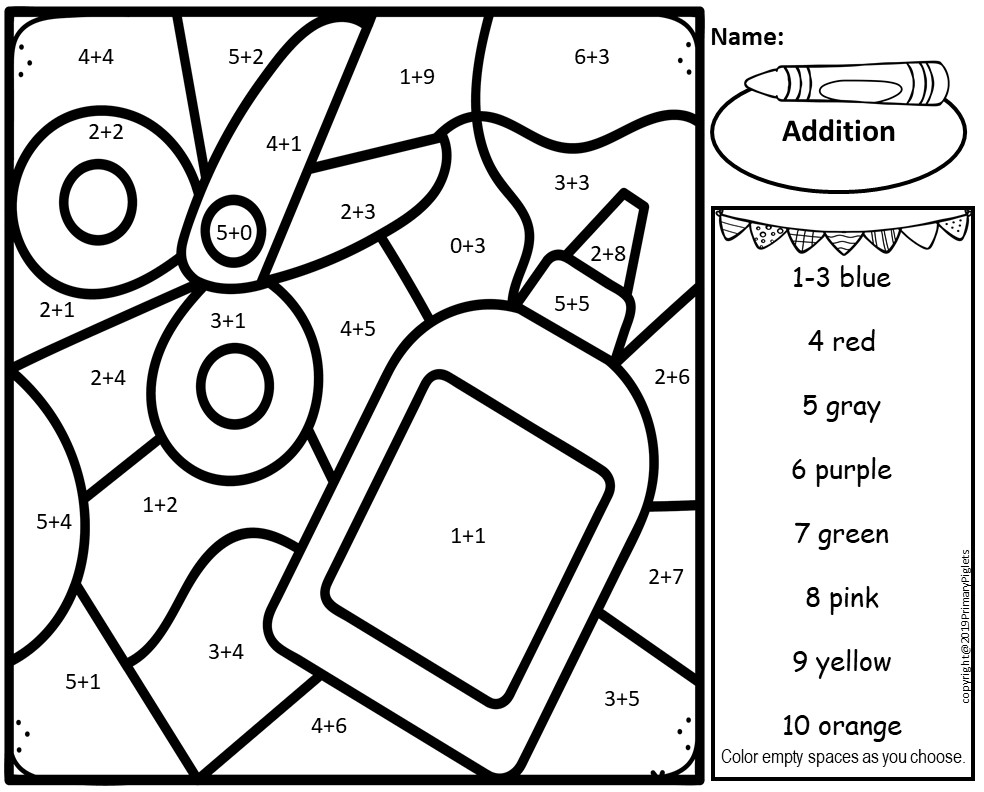 Color by Number Addition Subtraction Back to School Bundle Made By