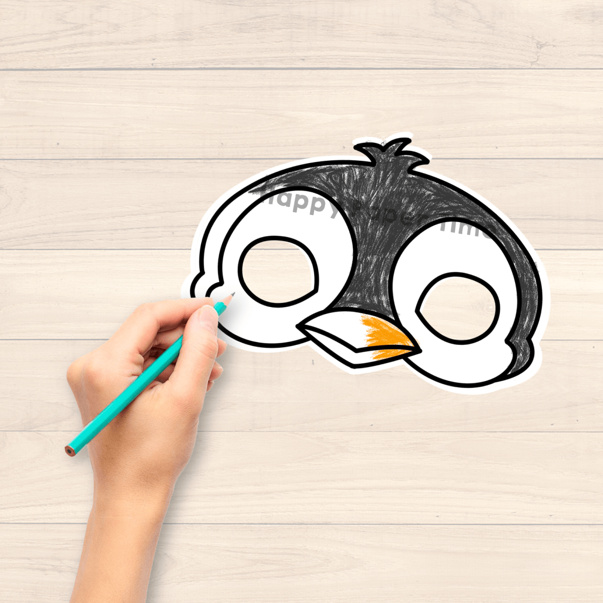 Penguin Paper Mask Printable Polar Animal Coloring Craft Activity