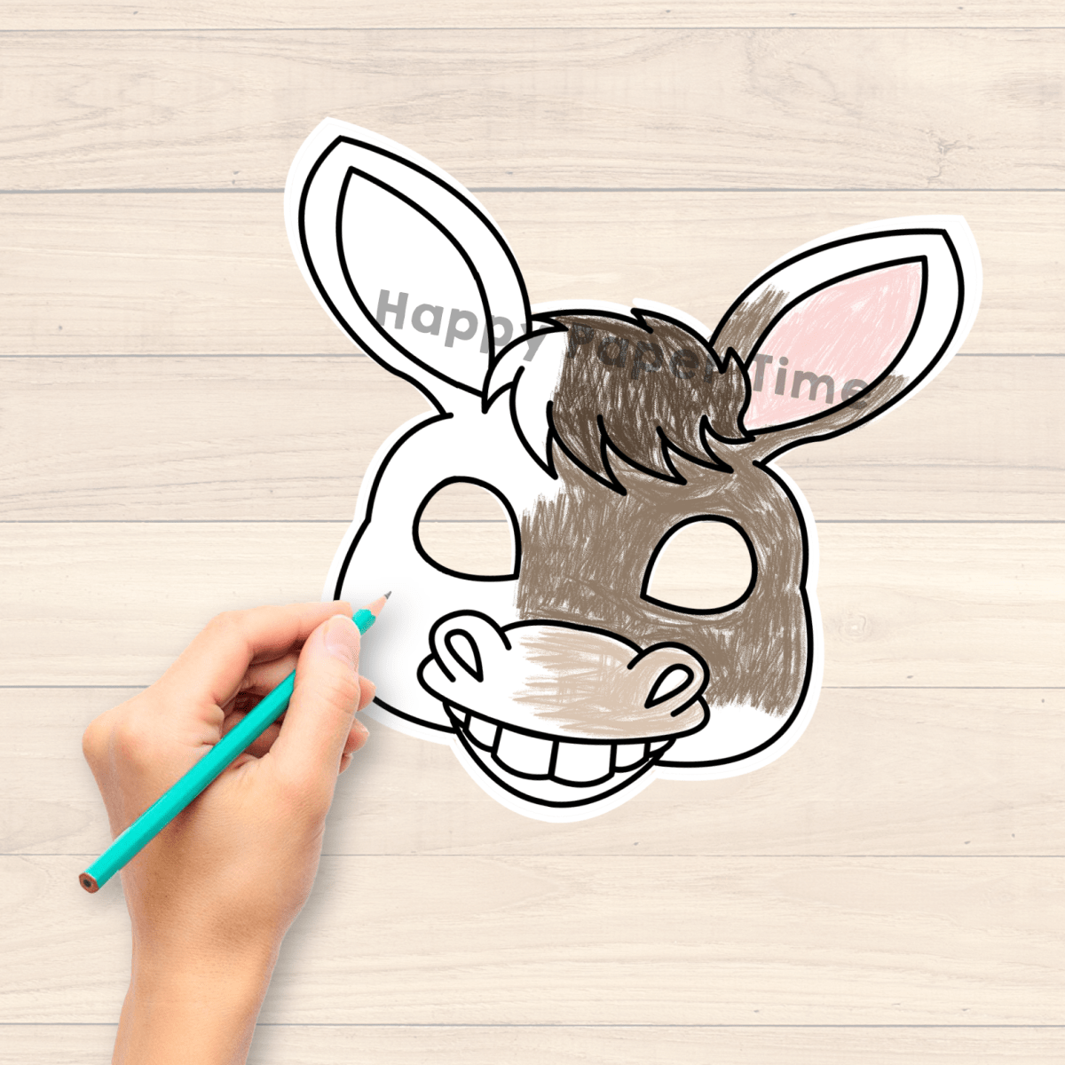 Donkey Paper Mask Printable Farm Animal Coloring Craft Activity Costume