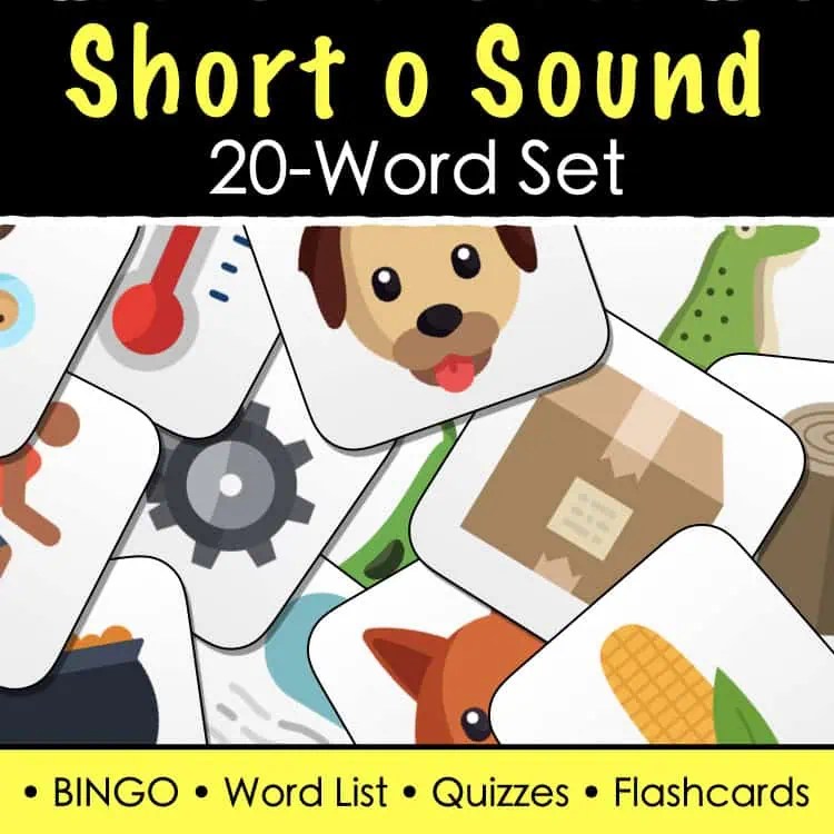 Short o Vowel Sound Words - Vocabulary Lists, Tests, BINGO, and Flash