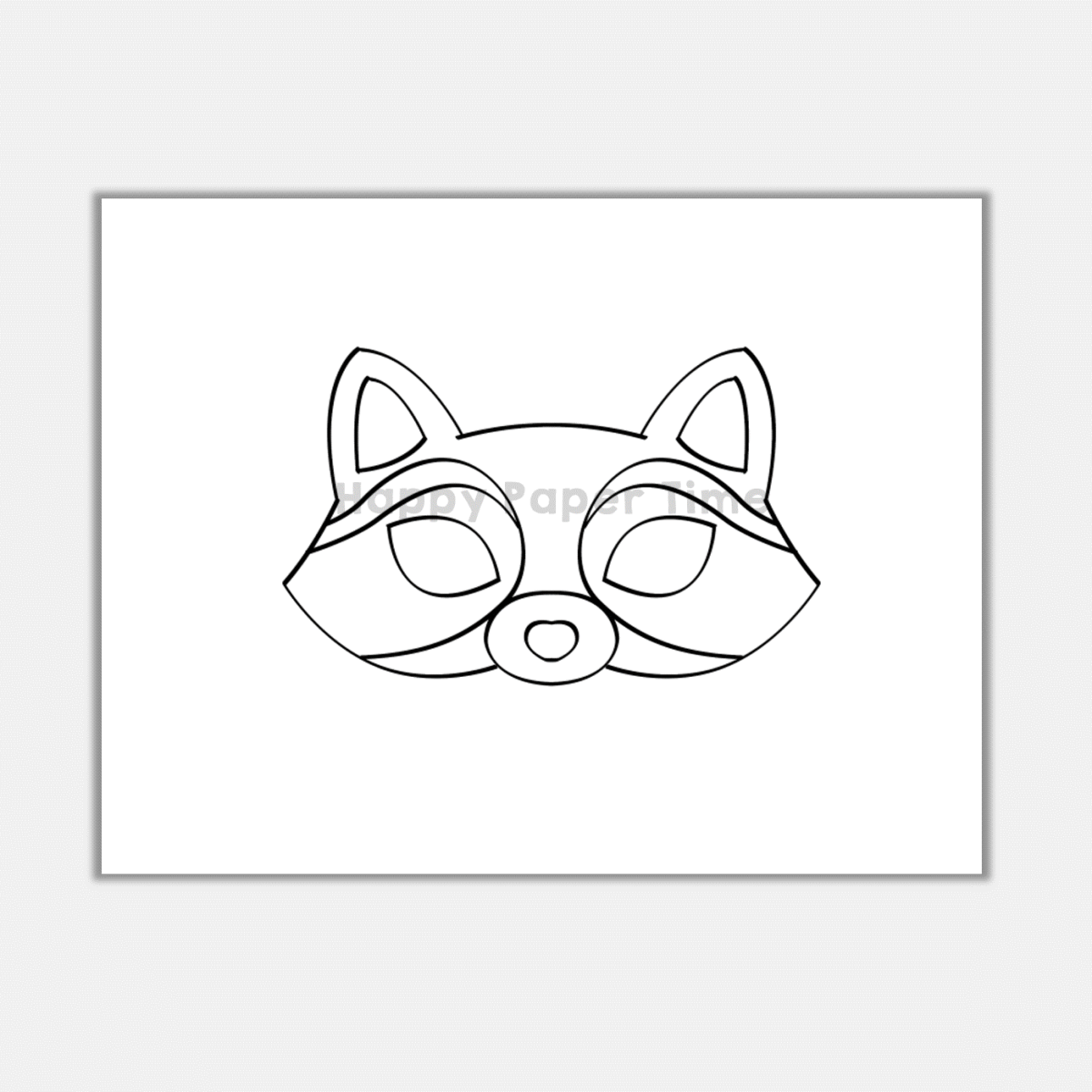 Raccoon Paper Mask Printable Woodland Forest Animal Coloring Craft