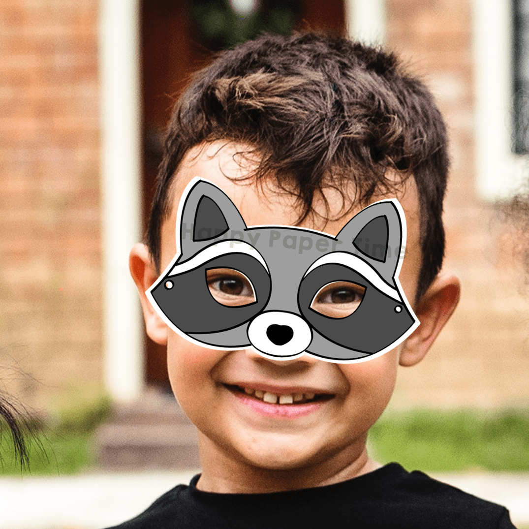 Raccoon Paper Mask Printable Woodland Forest Animal Costume Craft