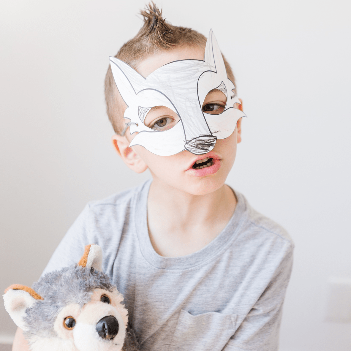 Wolf Paper Mask Printable Woodland Forest Animal Coloring Craft