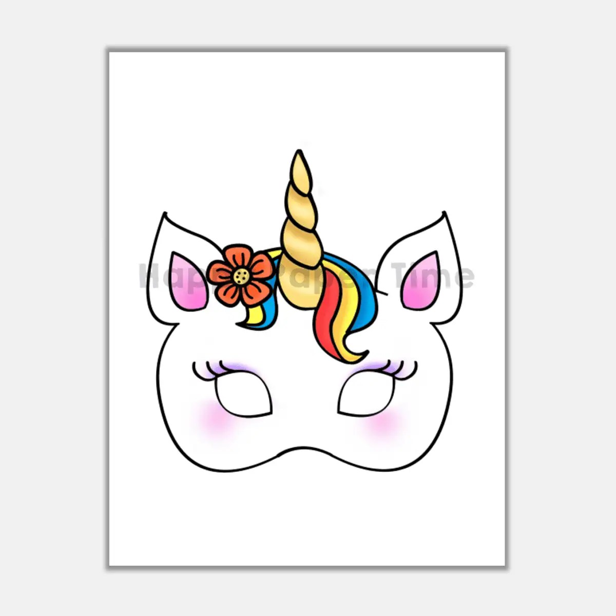 Unicorn Paper Mask Printable Fairytale Craft Activity Costume | Made By