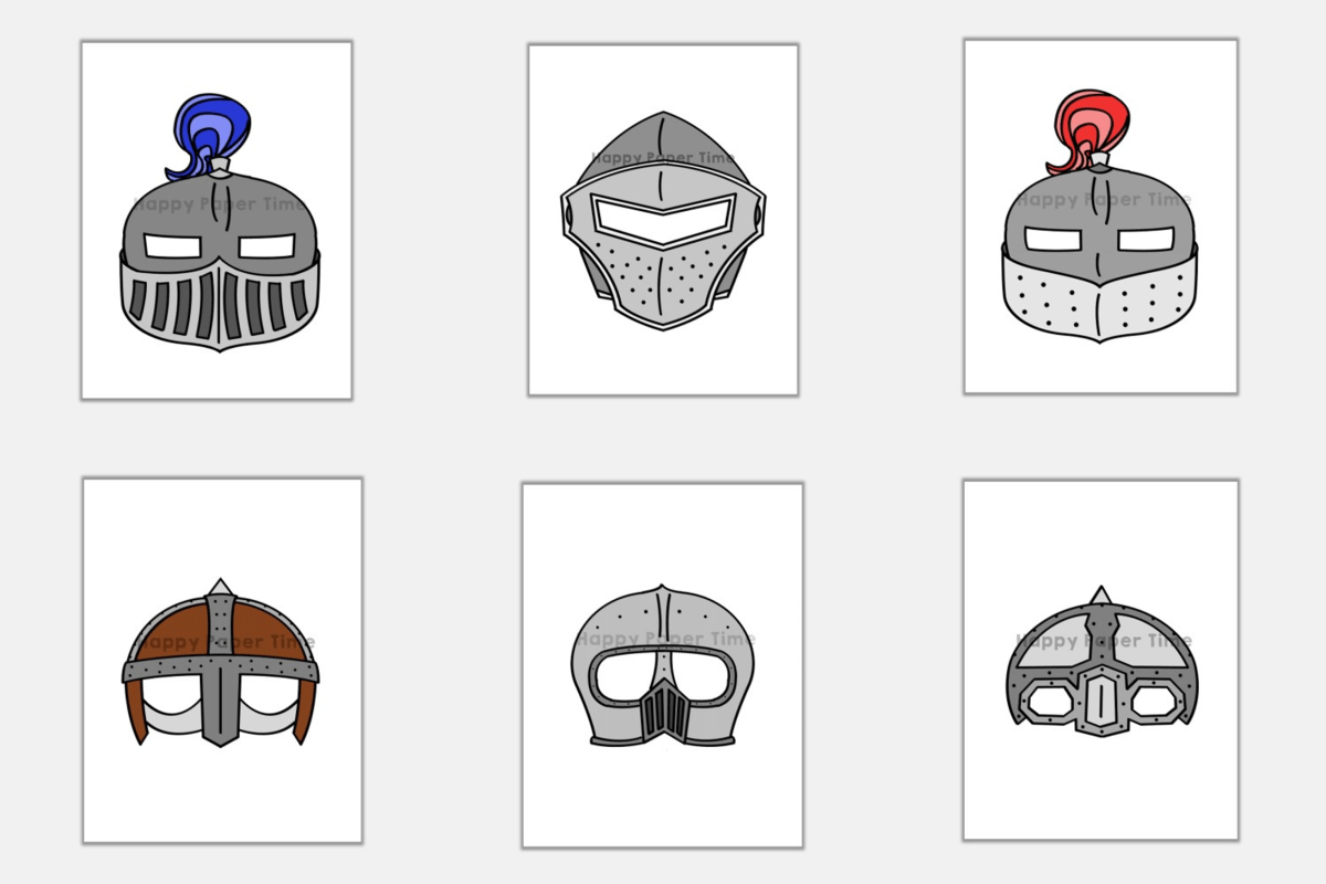 Knight Paper Masks Printable Medieval Craft Activity Costume Made By