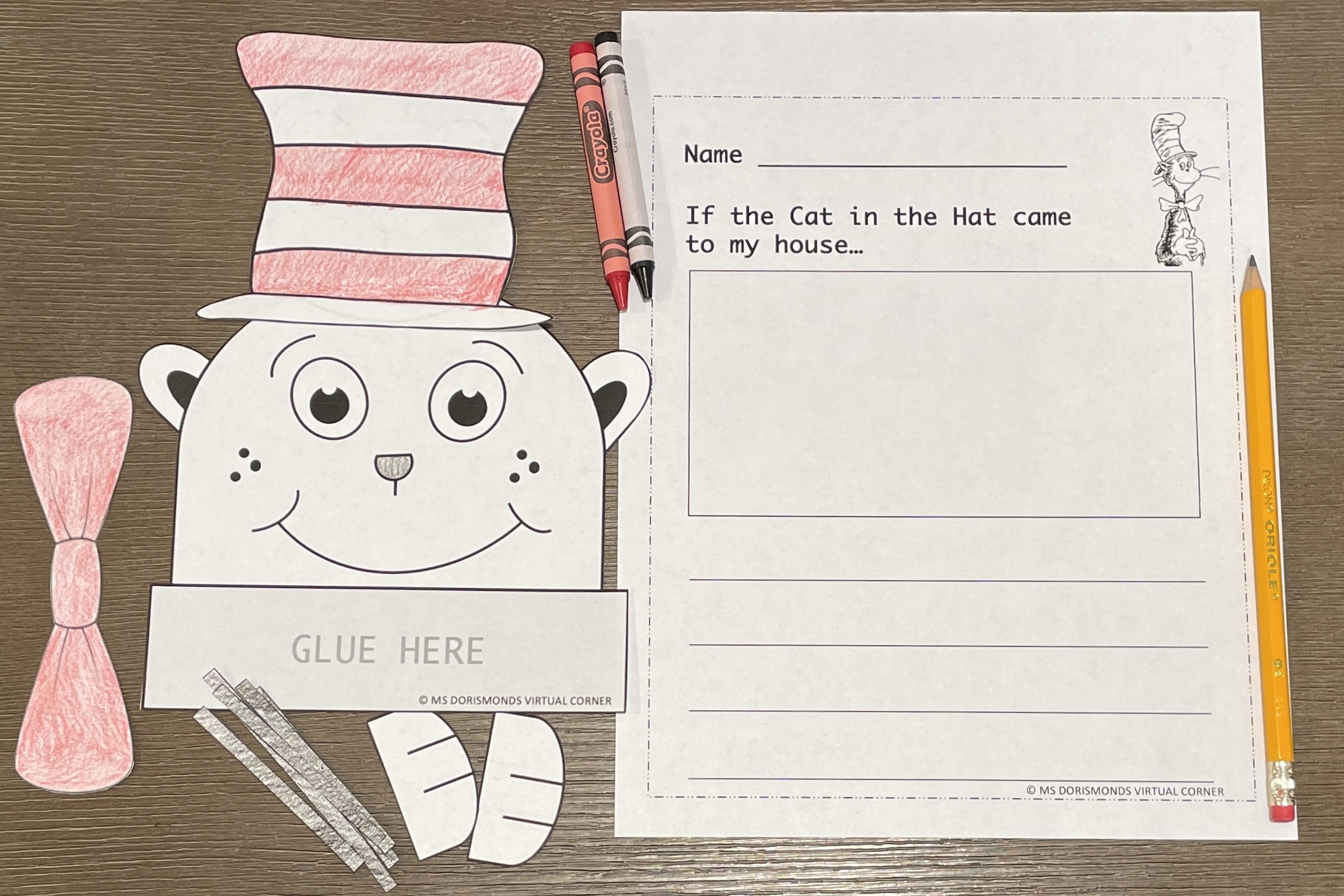 The Cat in the Hat (Inspired) Art Craft and Writing Activity ( K2
