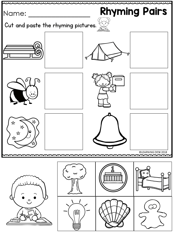 Rhyming Words Cut And Paste Worksheets