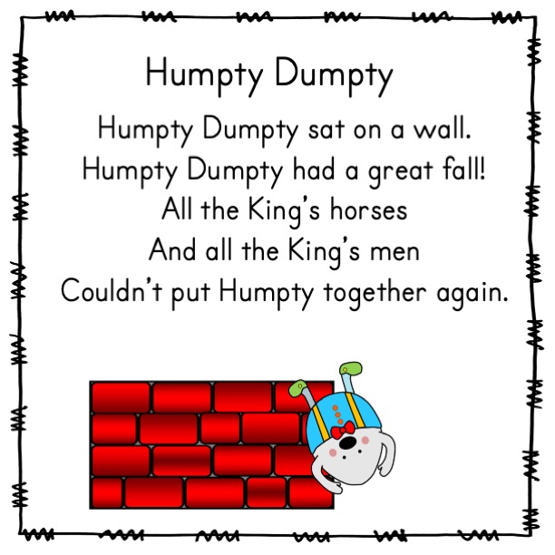 Pocket Chart Poem Humpty Dumpty Nursery Rhyme Made By Teachers