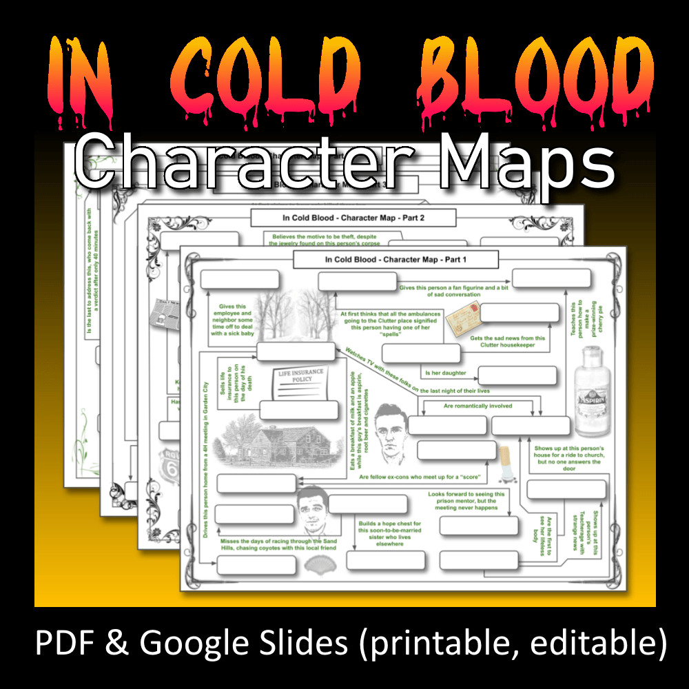 4 Character Maps for IN COLD BLOOD (Worksheet, review) PDF & SLIDES