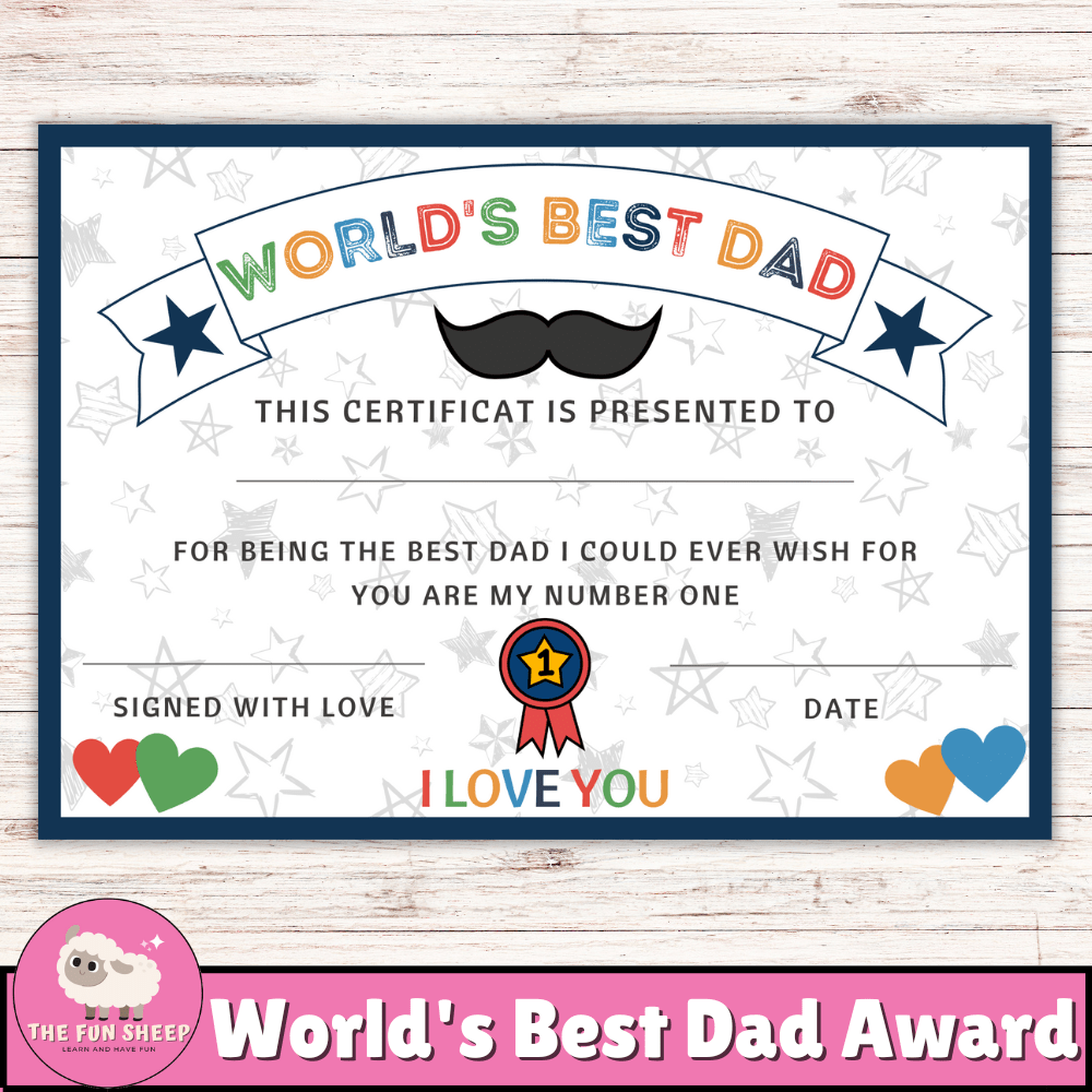 World's Best Dad Award Printable Father's Day Certificate