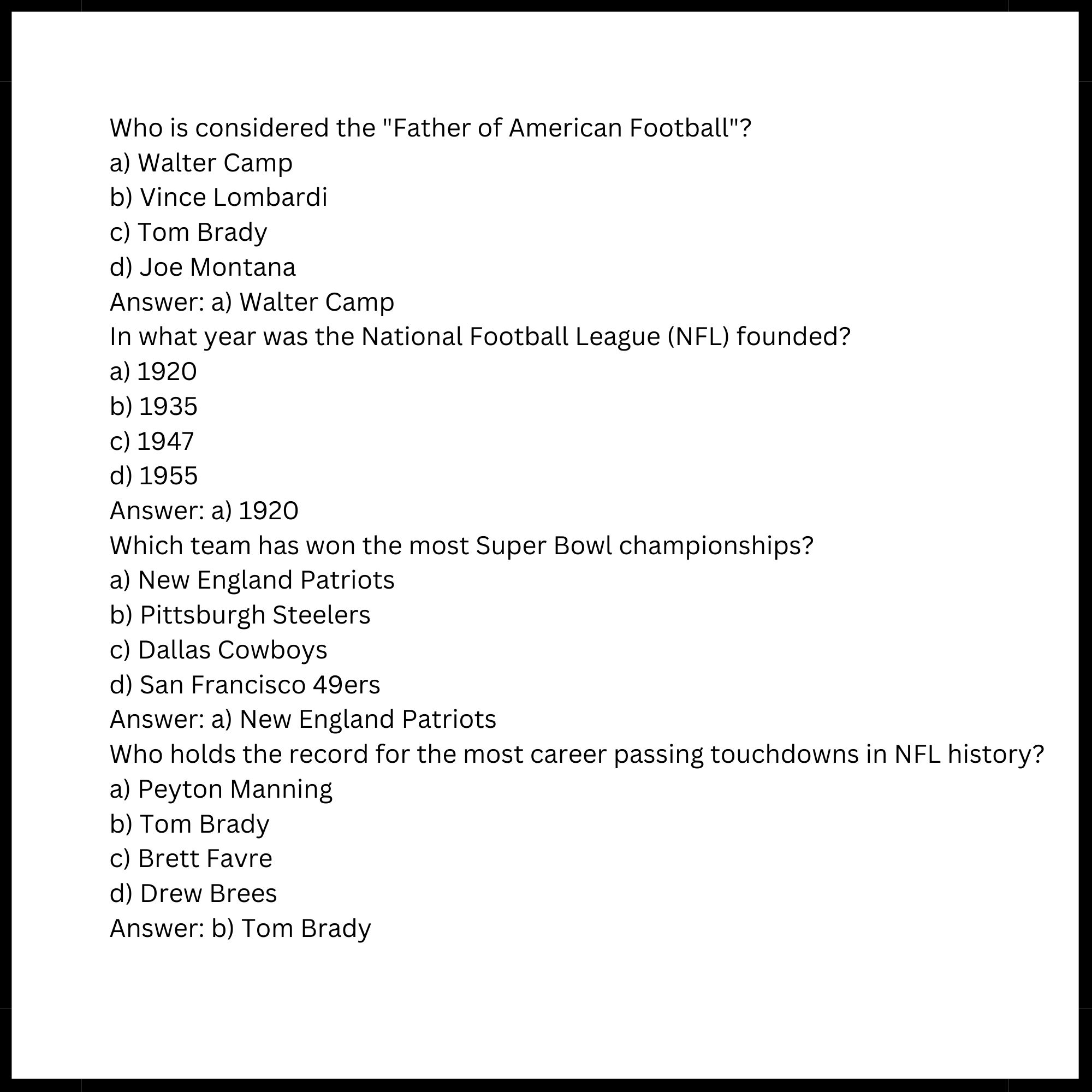 A Journey Through American Football History Quiz Made By Teachers