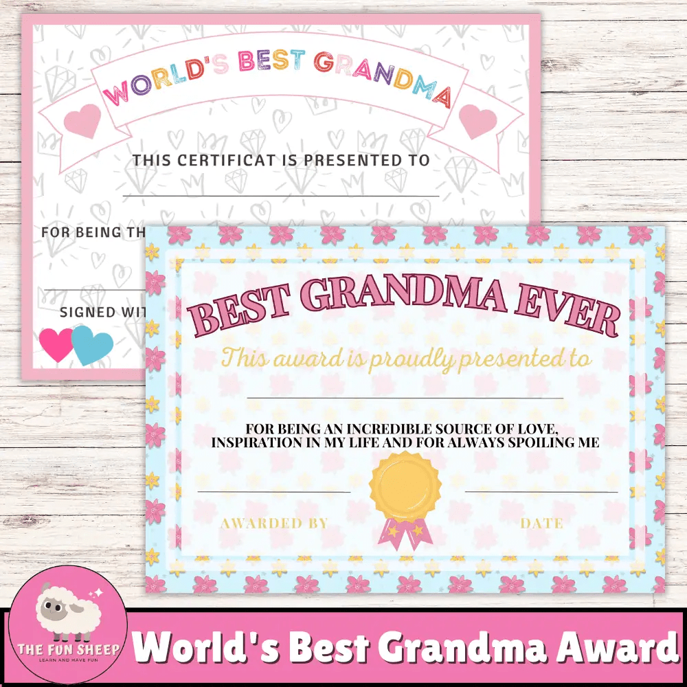 World's Best Grandma Award Printable Certificate, Gift for Grandma Made By Teachers