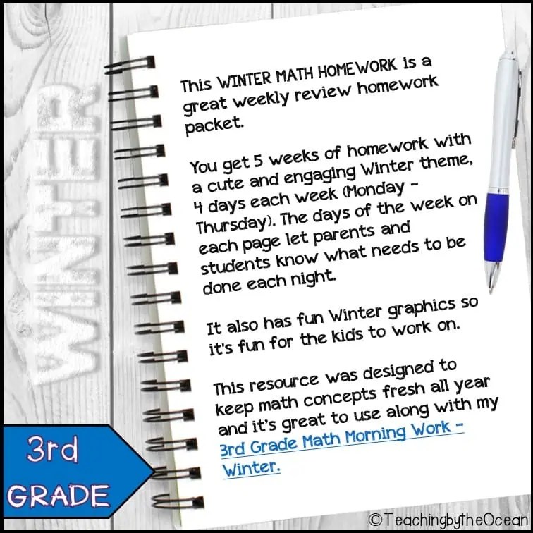 3rd Grade Math Homework - Winter | Made By Teachers