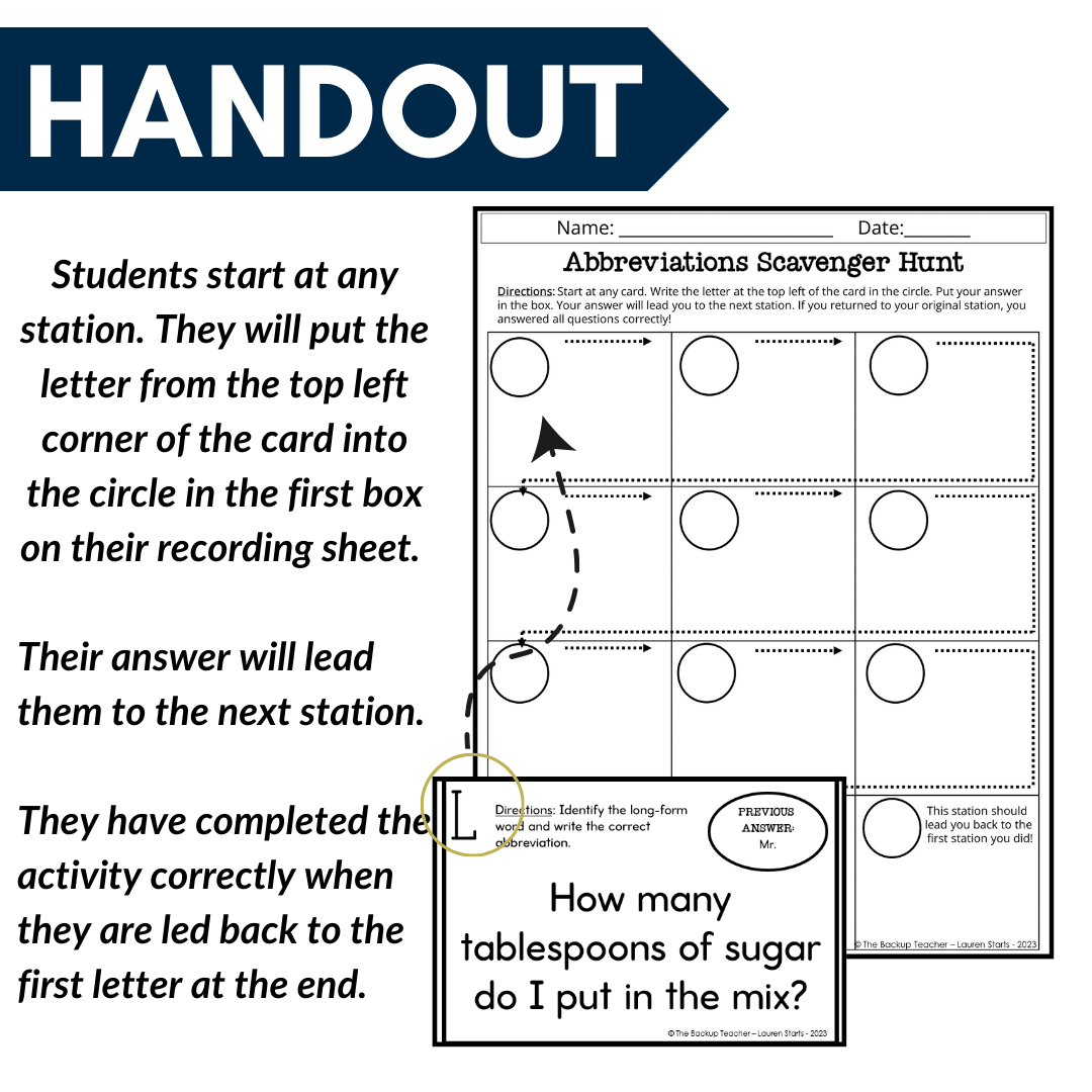 Abbreviations Practice Printable and Virtual Scavenger Hunt Made By