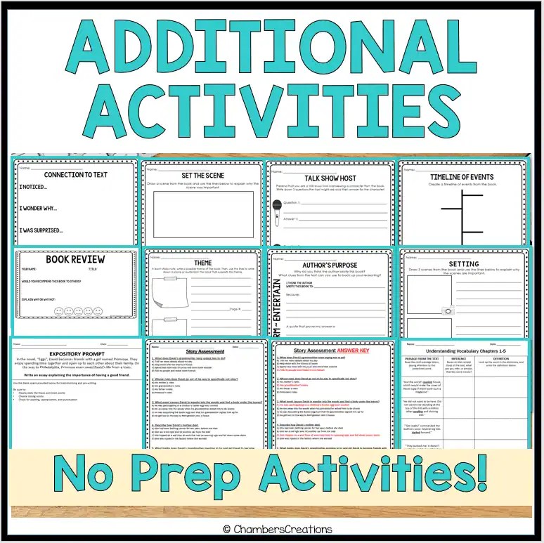 Eggs Novel Study Jerry Spinelli Activities Made By Teachers