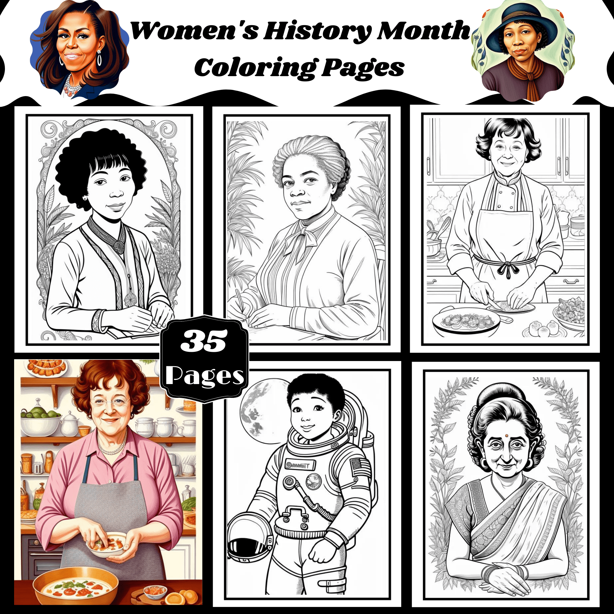 Women's History Month Coloring Pages Famous Important Women in