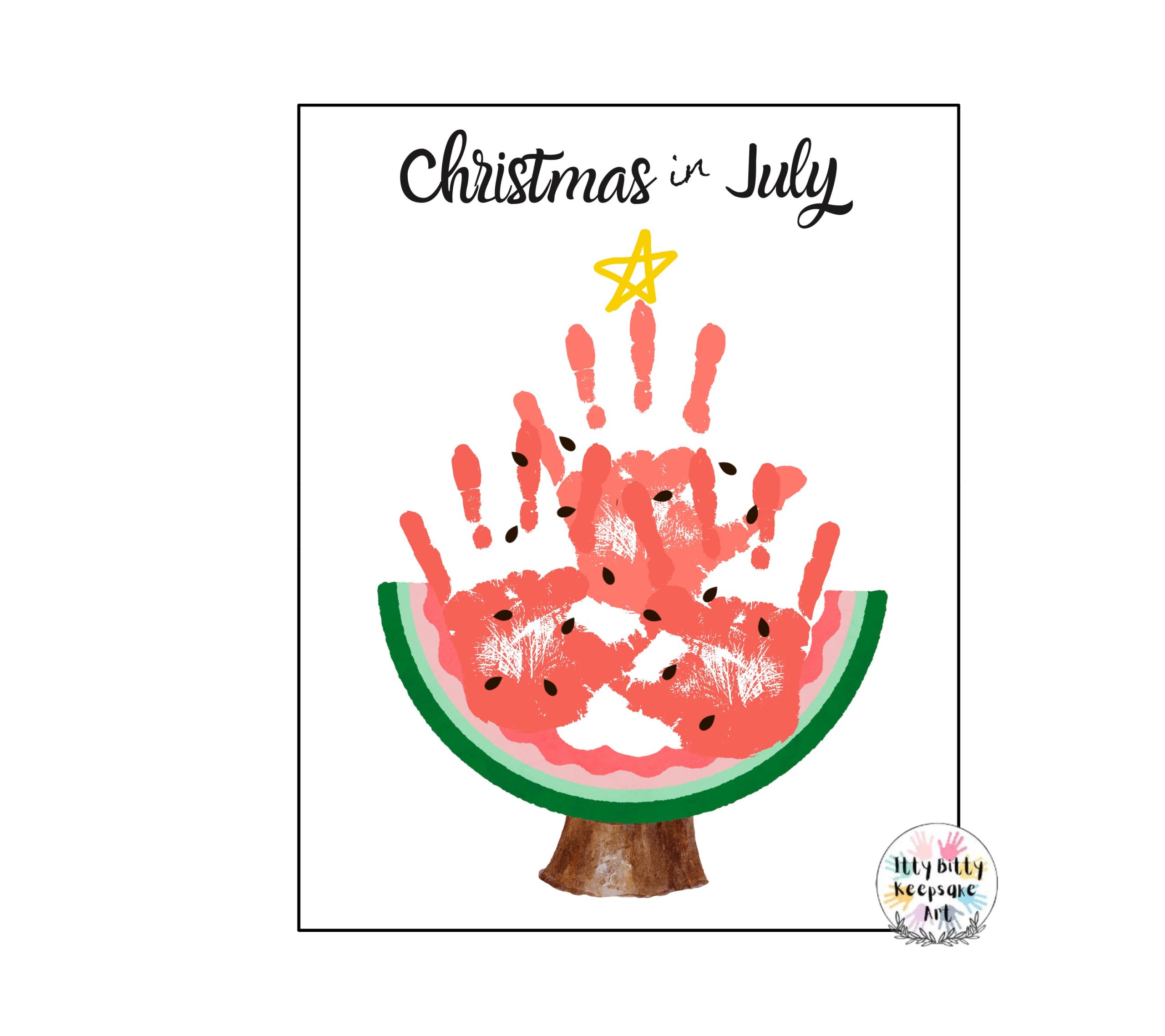 Christmas in July Handprint Craft Printable Template / Watermelon