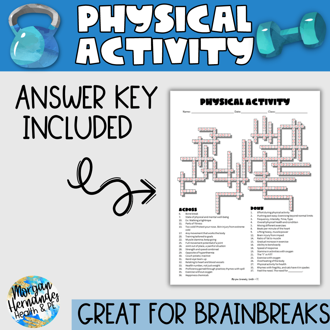 Physical Activity Crossword Puzzle | Made By Teachers