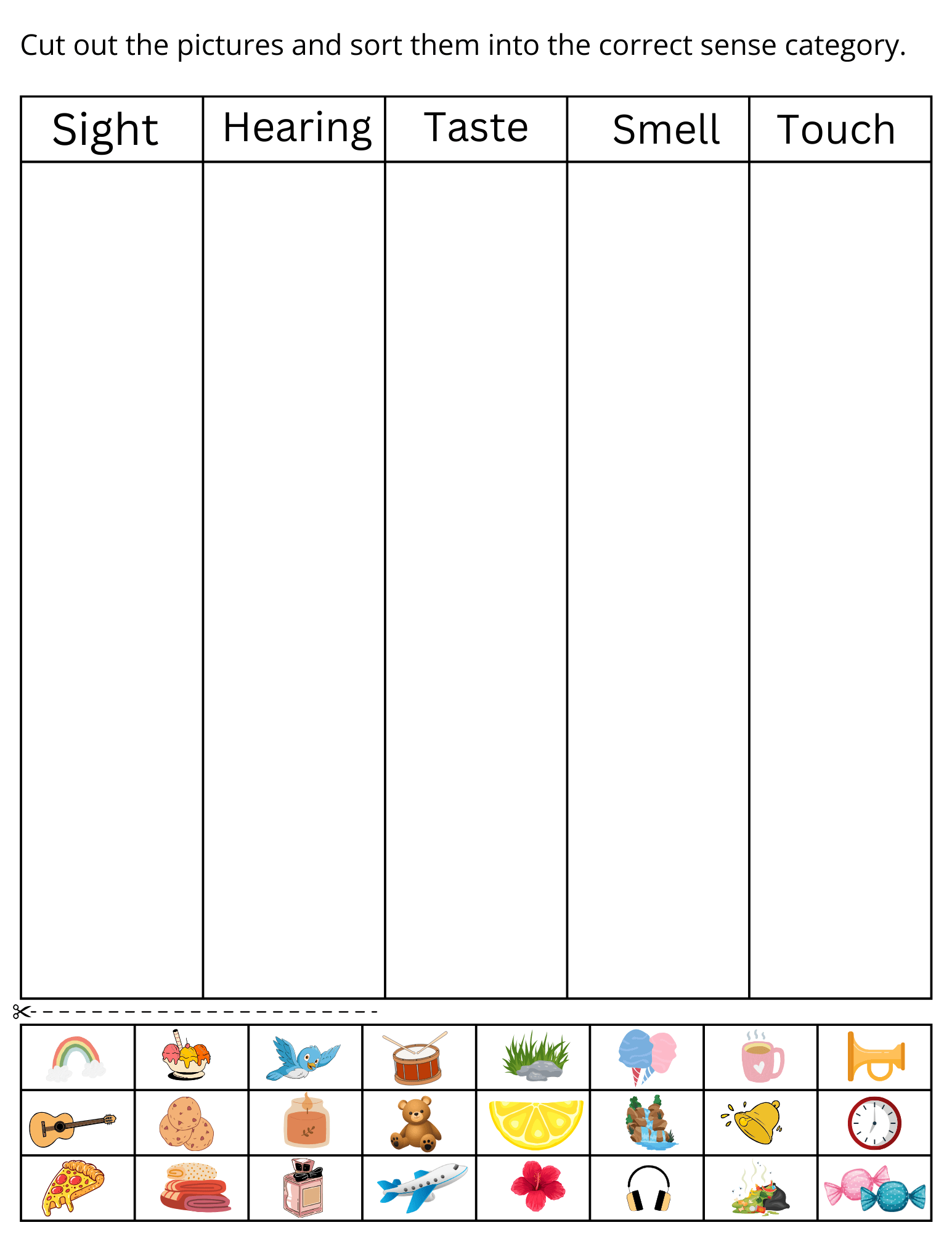 printable 5 senses worksheets for kindergarten preschool five senses