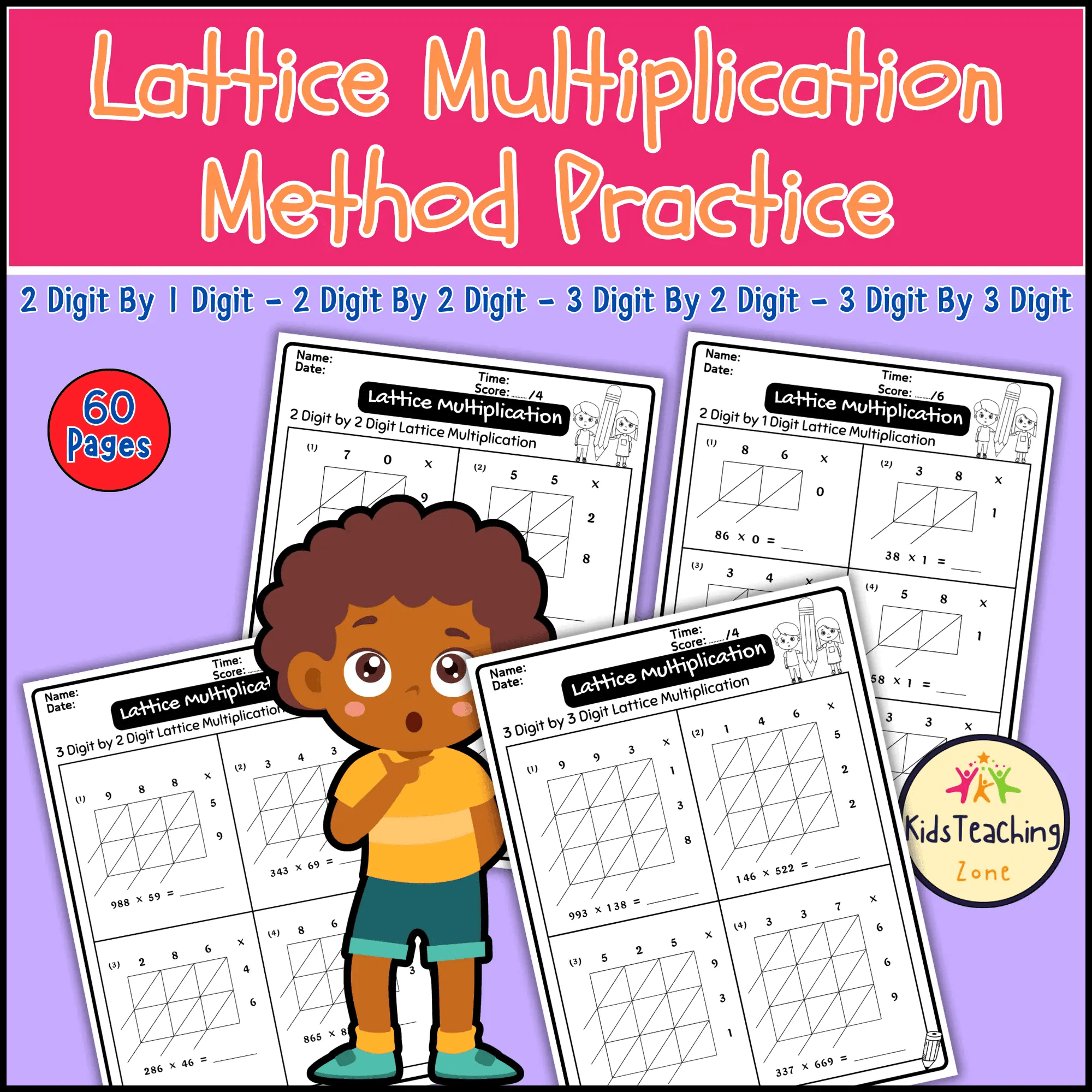 Lattice Method Multiplication : Multi Digit Worksheets | Made By Teachers
