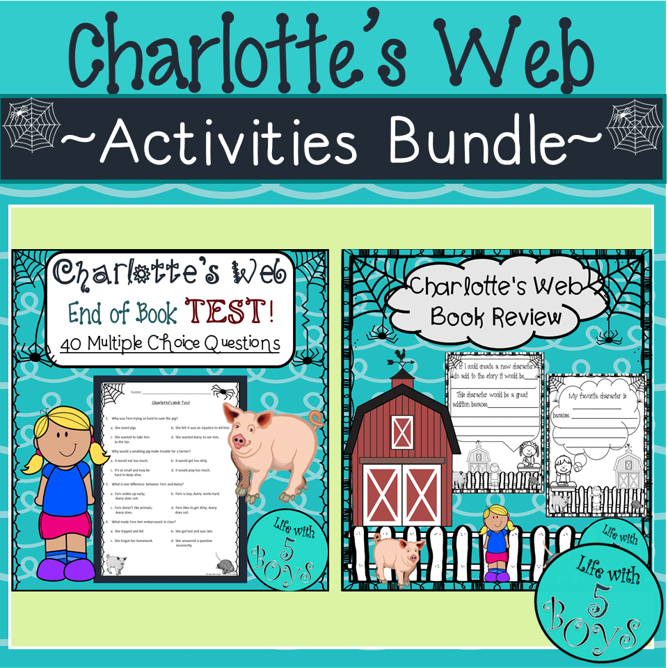 Charlotte's Web Activities and Novel Study BUNDLE Made By Teachers