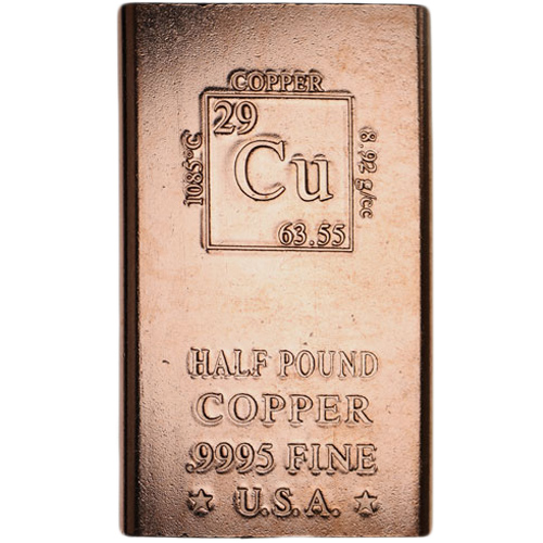 Buy 1/2 Pound Copper Bullion Bars (New, .999 Pure)