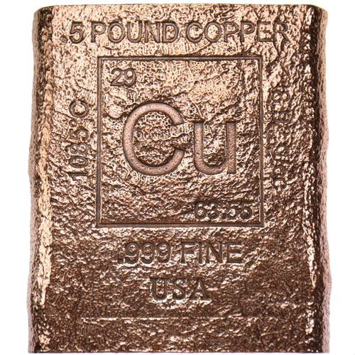 Buy 5 Pound Copper Bullion Bars (New, .999 Pure)