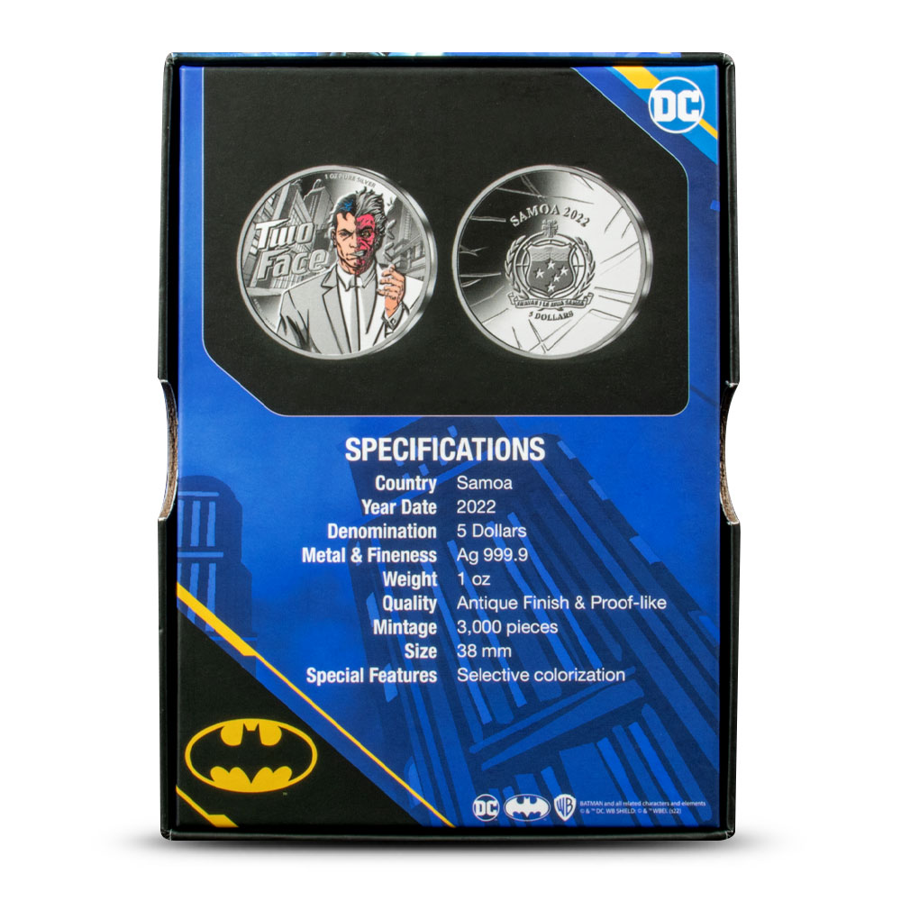 2022 Colorized Silver DC Comic Two Face Coins