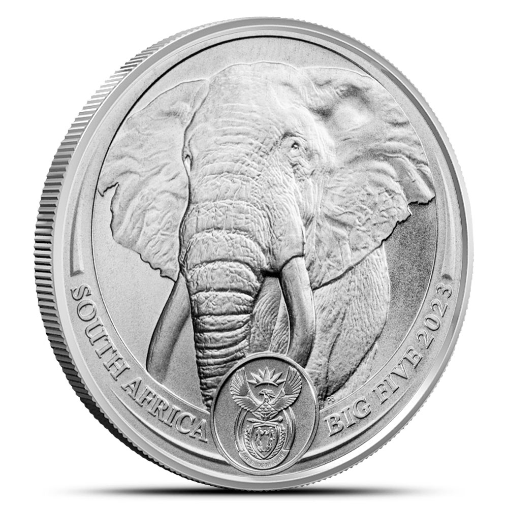 2023 1 oz Platinum South African Big Five Elephant Coins (BU)