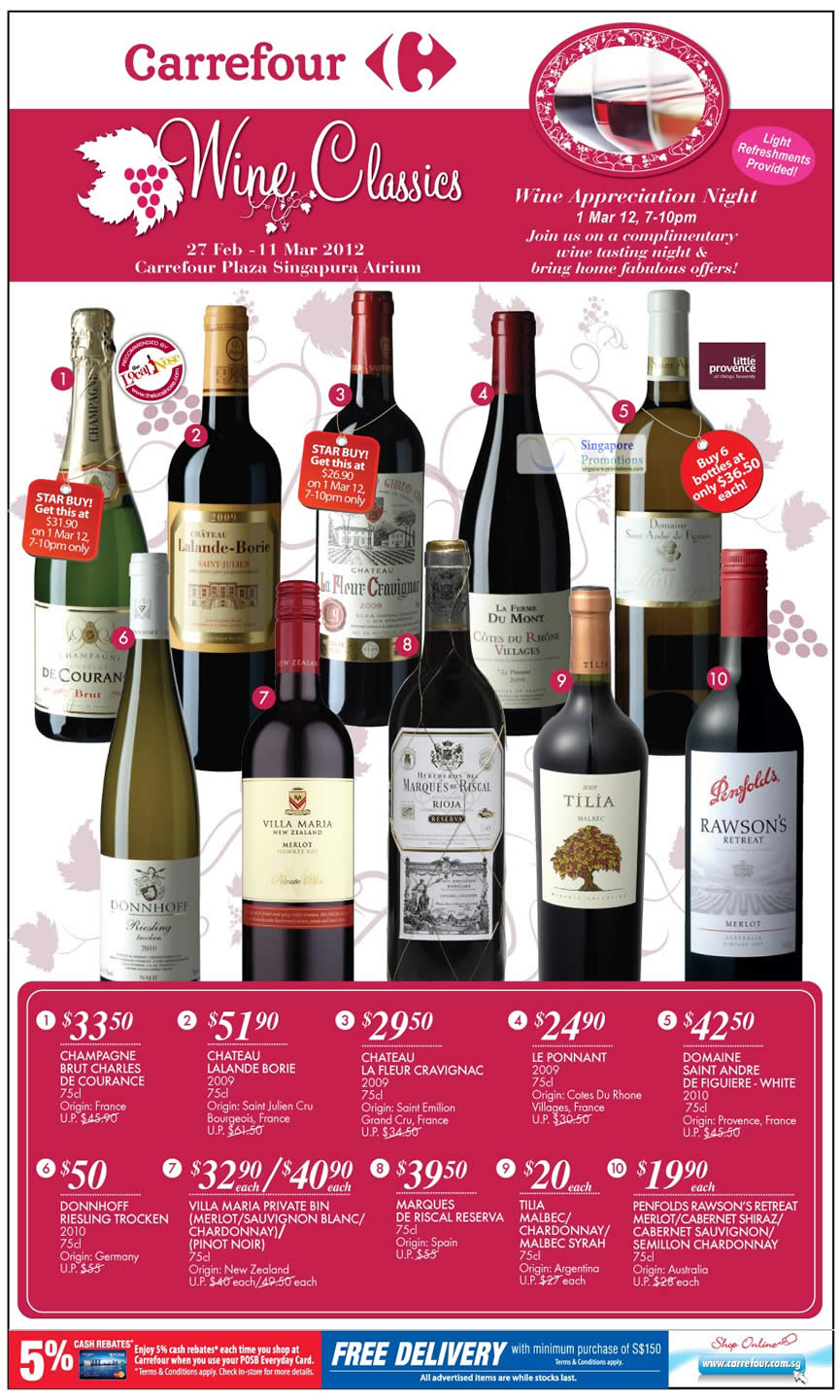 Carrefour Wine Classics Promotion Offers 27 Feb 11 Mar 2012