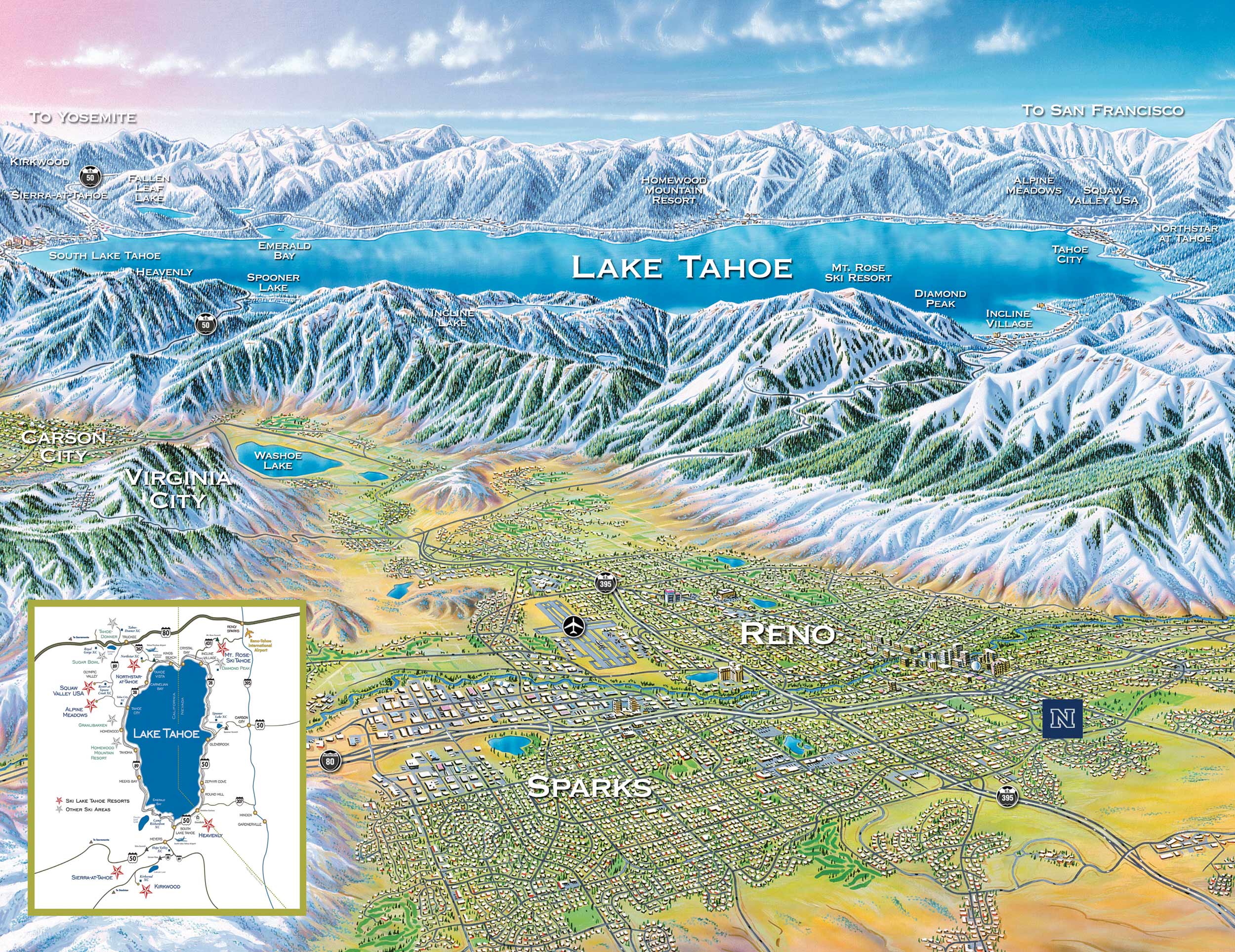 Map of Ski Resorts near Reno