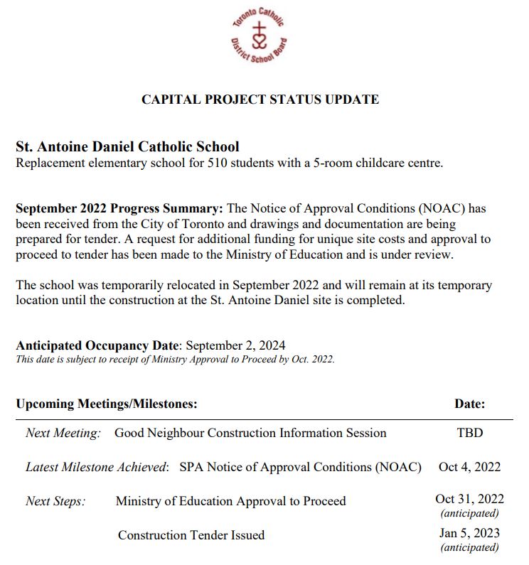 St Antoine Daniel Catholic School Redevelopment 15m 2s TCDSB