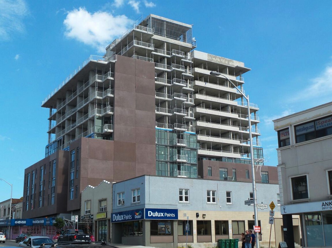 Cladding Rising on Carmelina Condos at Woodbine and Danforth UrbanToronto