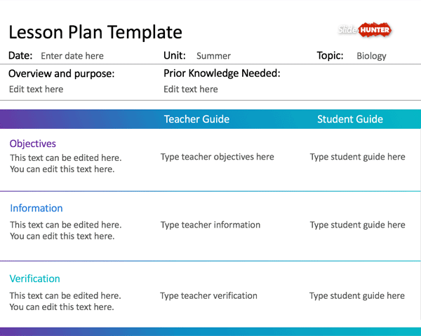 Free Simple Lesson Plan Template for PowerPoint Free PowerPoint