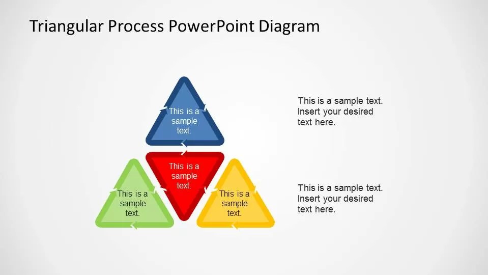 4 Steps Triangular Diagram Created with Triangular Process Shapes