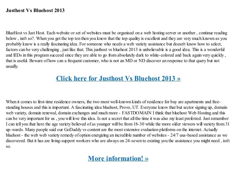 Justhost vs bluehost 2013