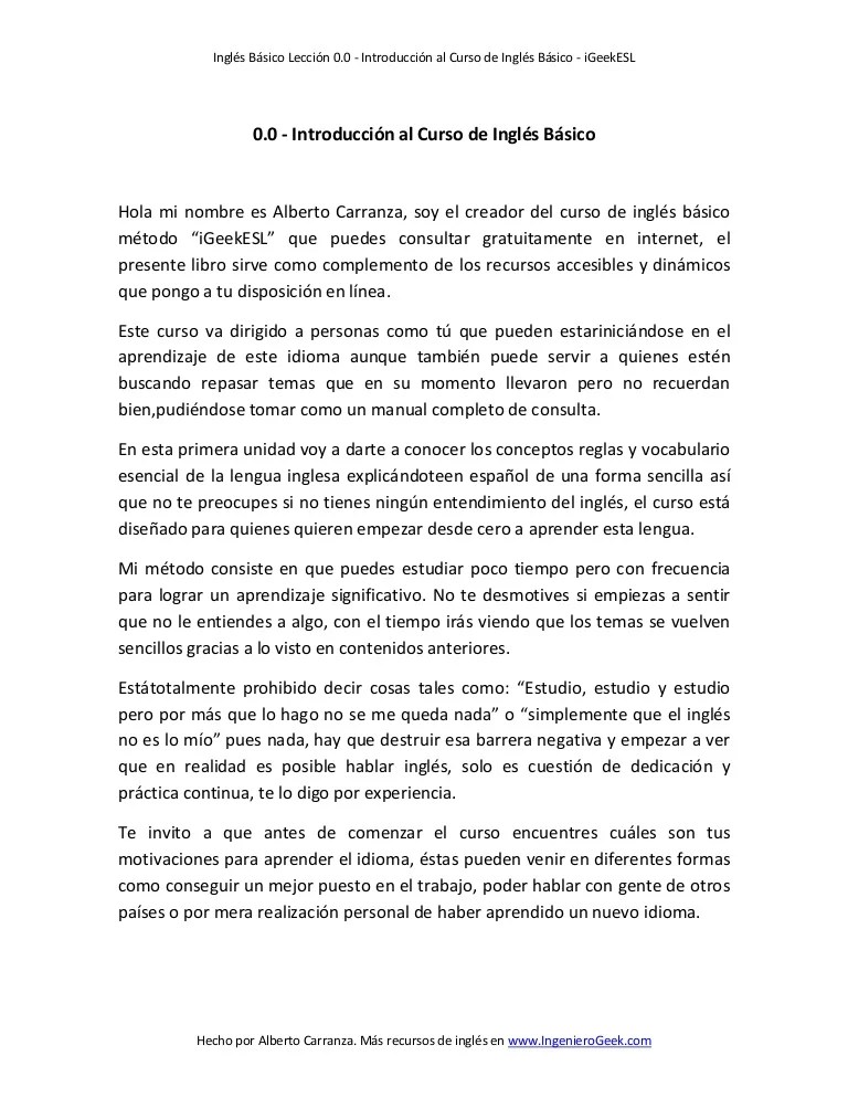 0.0 Introducción al curso de inglés básico gratis IgeekESL